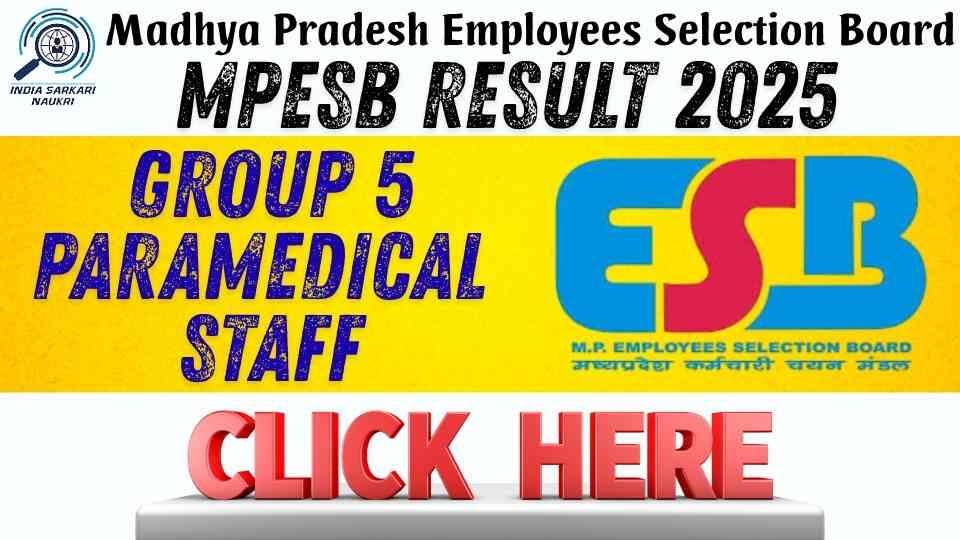 MPESB Group 5 Paramedical Staff Result 2025 Declared for 752 Posts
